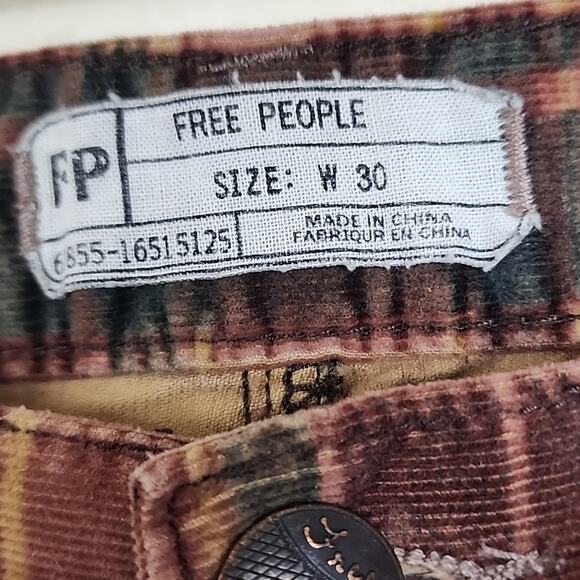 Free People Vintage Plaid Corduroy Skinny Pants - Picture 3 of 5